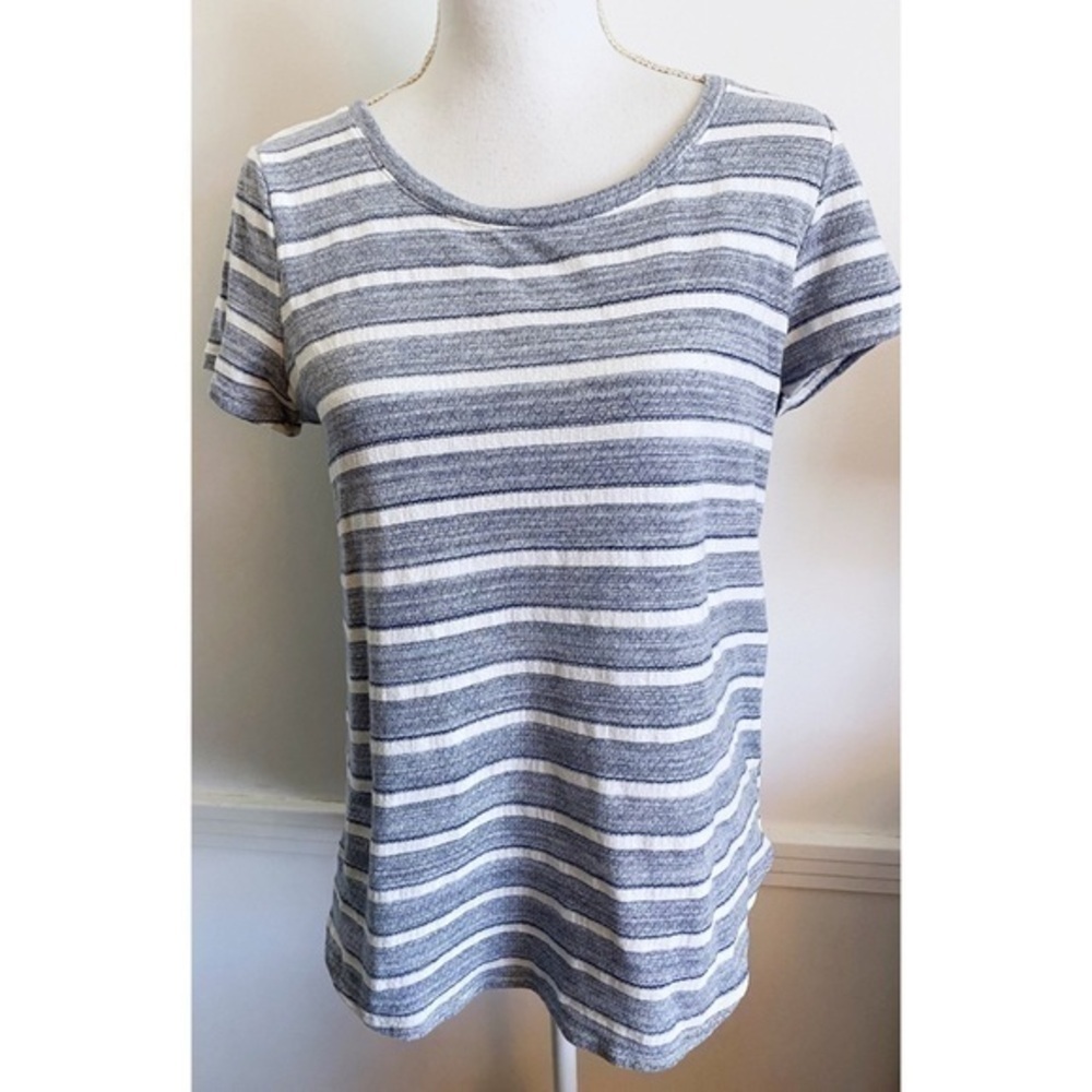 LC Lauren Conrad • Blue White Stripe Bow Back Blouse
